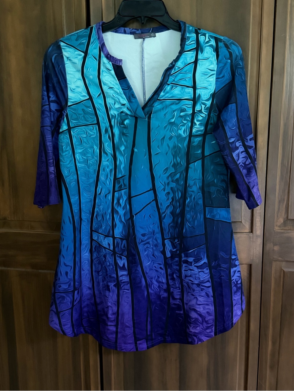 Women’s Blue Teal Gradient V-Neck dress